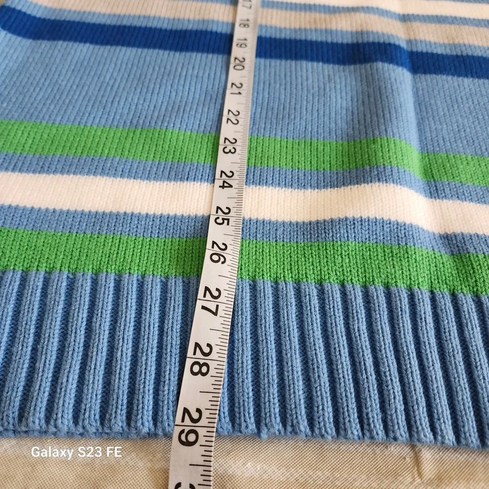 Southpole Striped Sweater Mens Large Blue Green Crewneck Knit Pullover Y2K Retro